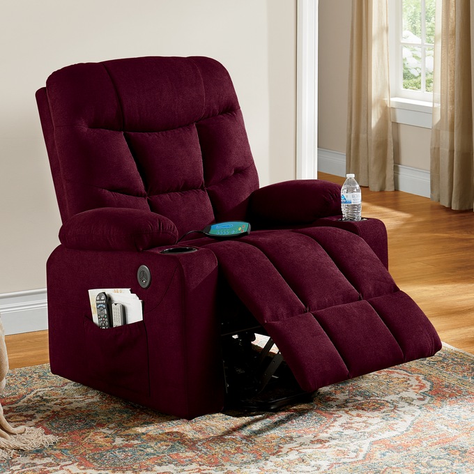 Colton Lift Recliner with Heat & Massage, Burgundy, large