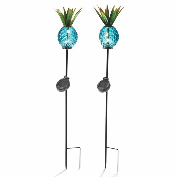Set of 2 Solar Pineapple Stakes, , large