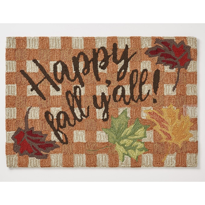 Happy Fall Plaid Indoor/Outdoor Mat - 20" X 30", , large