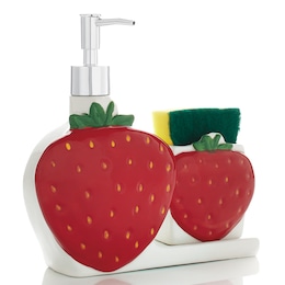 Strawberry Soap Pump &amp; Sponge Holder, , large