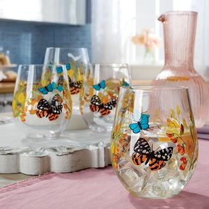 4-Piece Butterfly Stemless Drinkware, , large