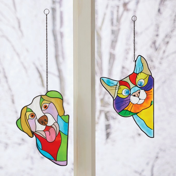 Stained Glass Colorful Pet Sun Catcher, , large