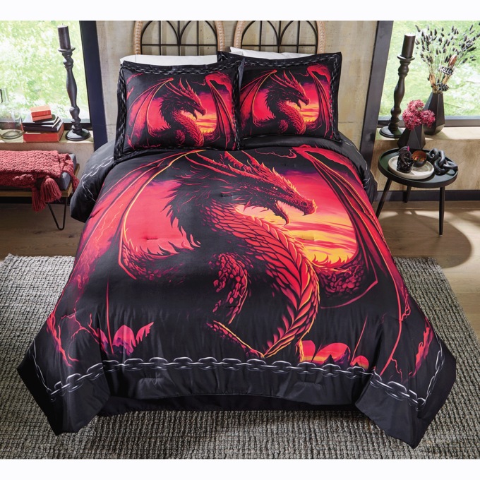 Red Rage Dragon Comforter Set, , large