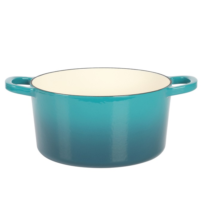 Crock Pot Artisan 7-qt. Enameled Cast Iron Round Dutch Oven with Lid, Teal Ombre, large