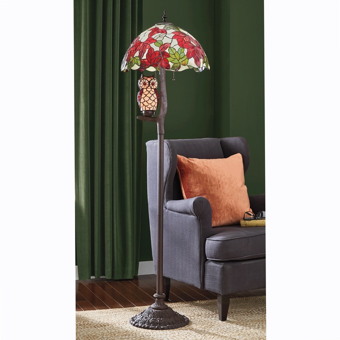 Stained Glass Owl Floor Lamp, , large
