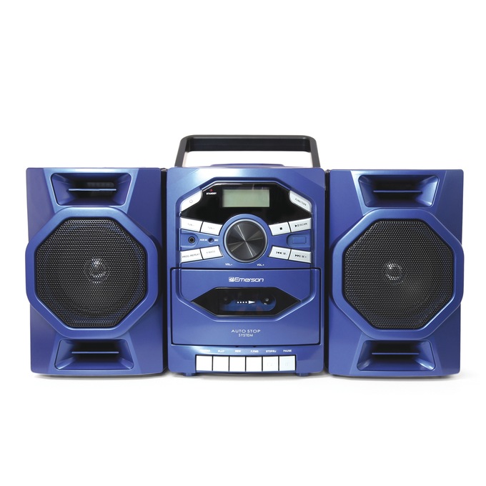 Emerson Portable CD/Cassette Stereo Boom Box, Blue, large
