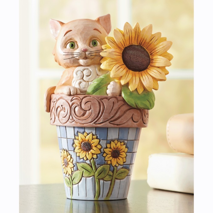 Jim Shore Cat with Sunflower Figure, , large