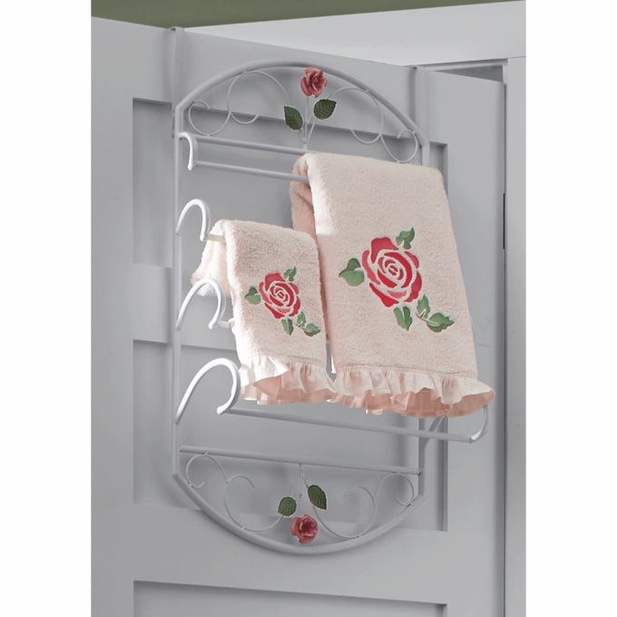 Chelsea Rose Over-the-Door Towel Rack, , large