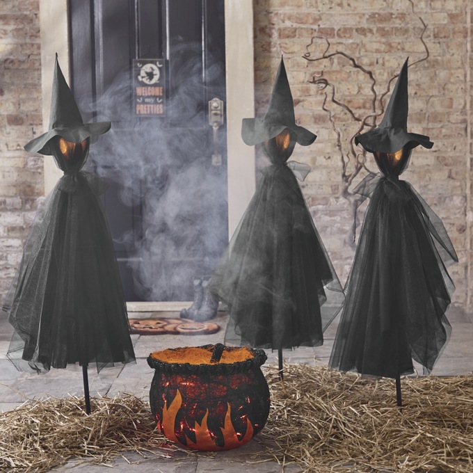 Cauldron with Red LED Lights, , large