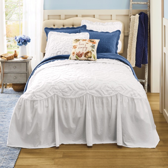 Adeline Skirted Chenille Bedspread, , large