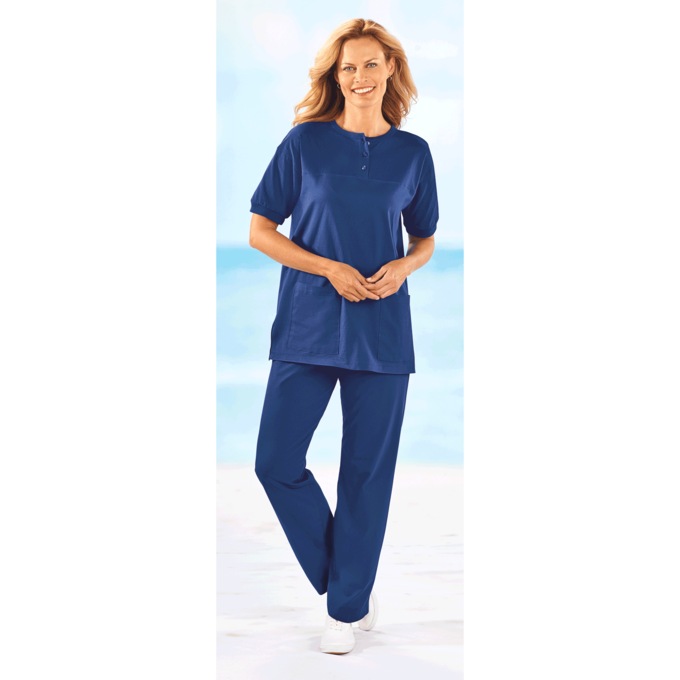 Short-Sleeve Henley Pant Set, , large