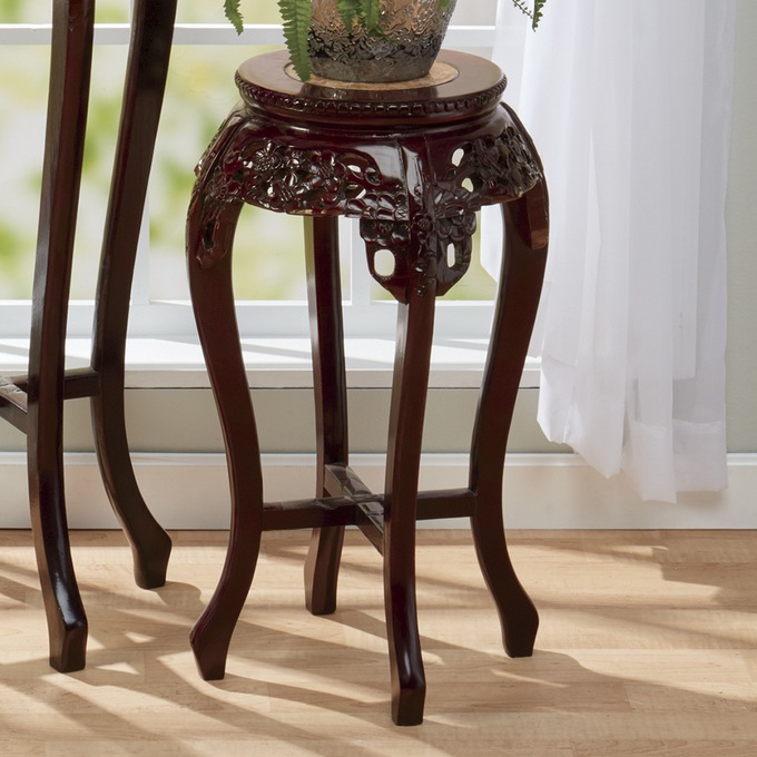 Hand-Carved Genuine Marble Short Plant Stand, , large