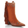 Azalea Wang Anorak Fringe & Stud Faux-Suede Bootie with 3" Heel for Women, , large