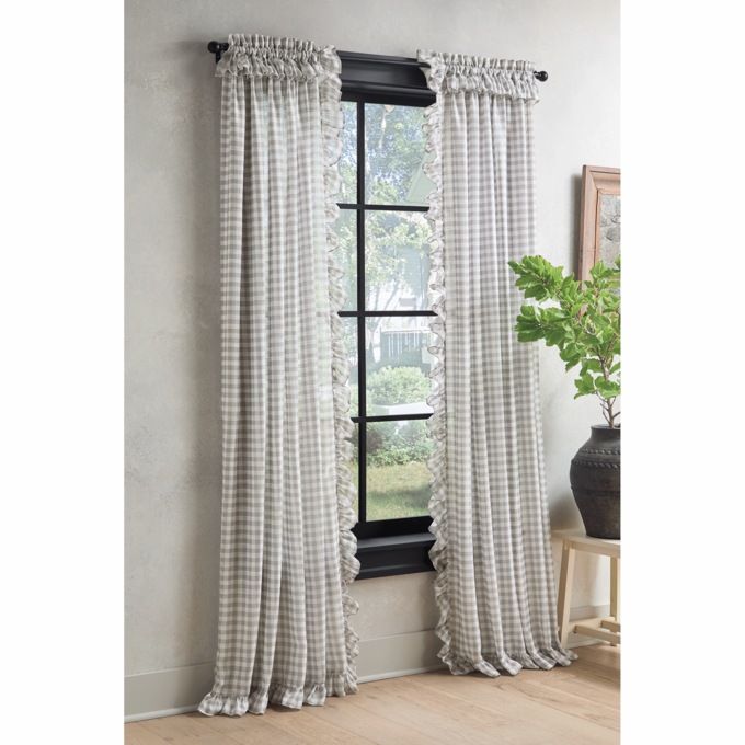 Semi-Sheer Gingham Panel Pair, , large