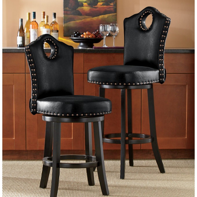 Swivel bar stools with store nailhead trim