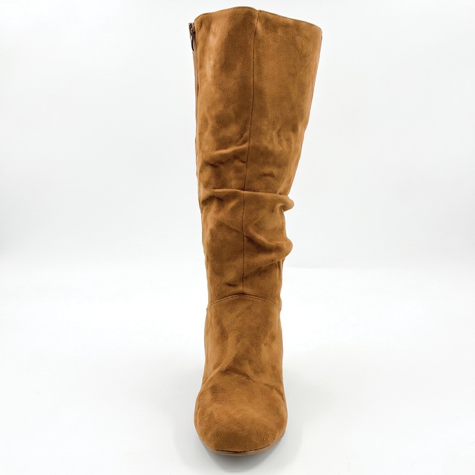 Amanda D'Laurie Tall Scrunch Boot: Rich Suede Look with 1" Wedge Heel, , large