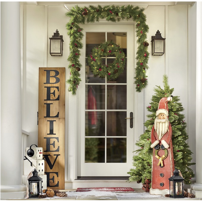 6' Cashmere Garland with Lights, , large