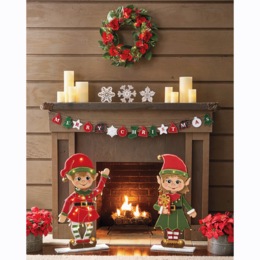 Chunky Wood Cutouts Lit Elf - Buy Both, , large