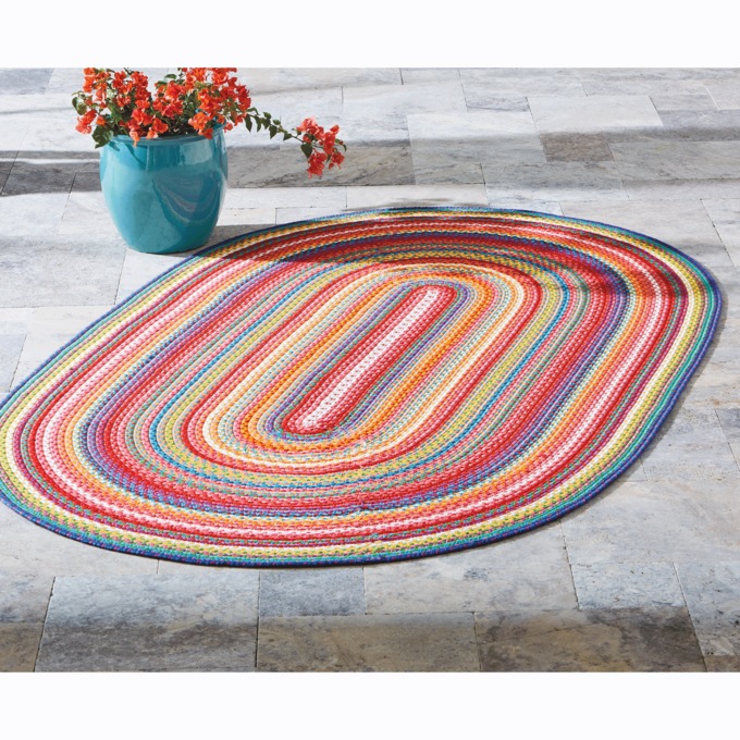 Indoor/Outdoor Bright Braided Rug, , large