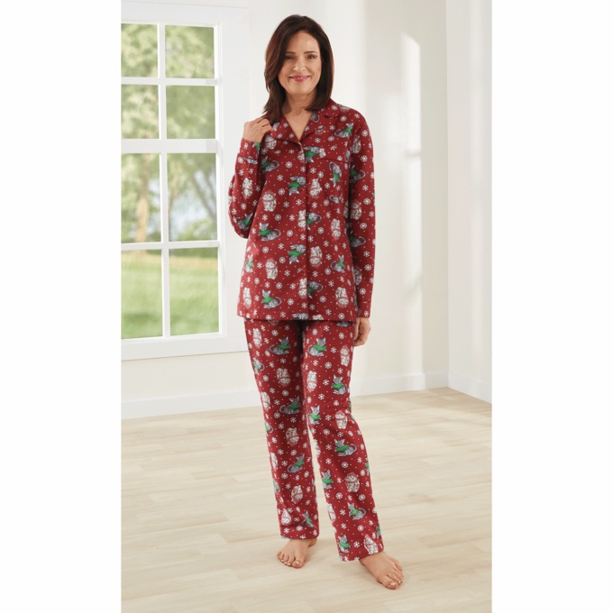 Cozee Corner Printed Flannel Pajamas, , large
