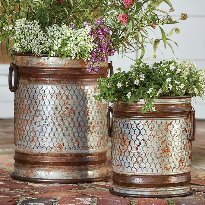 Set of 2 Chicken Wire Tubs, , large