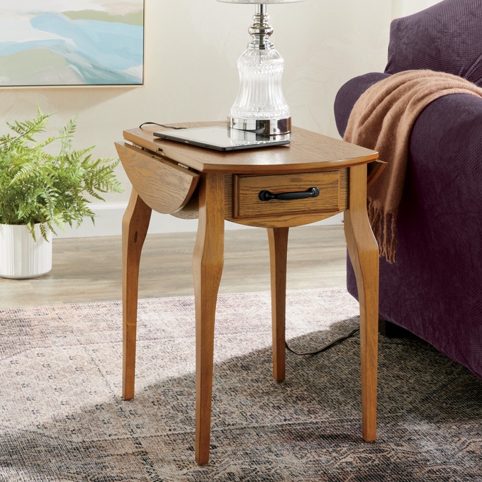 Drop Leaf Powered Side Table, , large