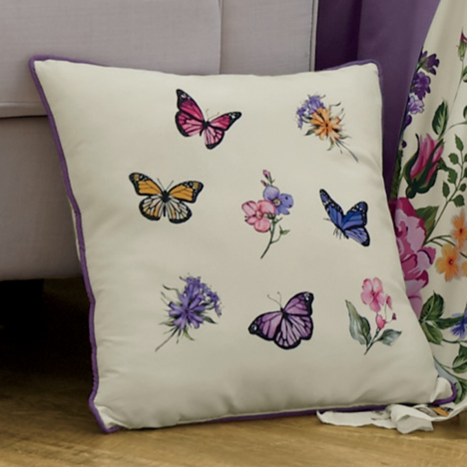 Butterfly Floral Accent Pillow, , large
