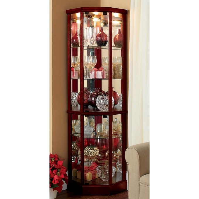 Tessa Lighted Corner Curio, , large