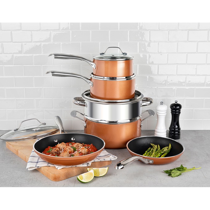 Gotham Steel 10-Piece Cast Textured Cookware Set, , large