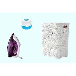 Ginny's Iron, Conair Fabric Shaver and Lacy Laundry Hamper - Buy All and Save, , large