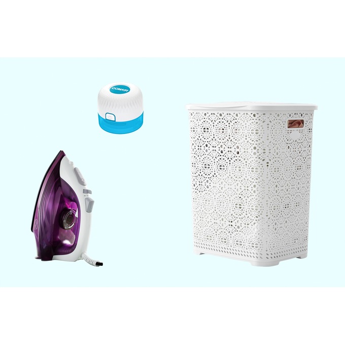 Ginny's Iron, Conair Fabric Shaver and Lacy Laundry Hamper - Buy All and Save, , large
