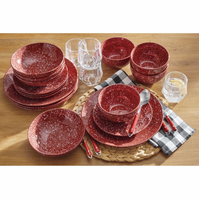 20-Piece Speckled Dinnerware Set, Red, large