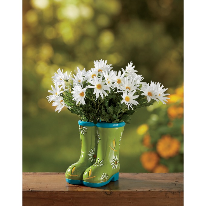 Rain Boot Planter, Green, large