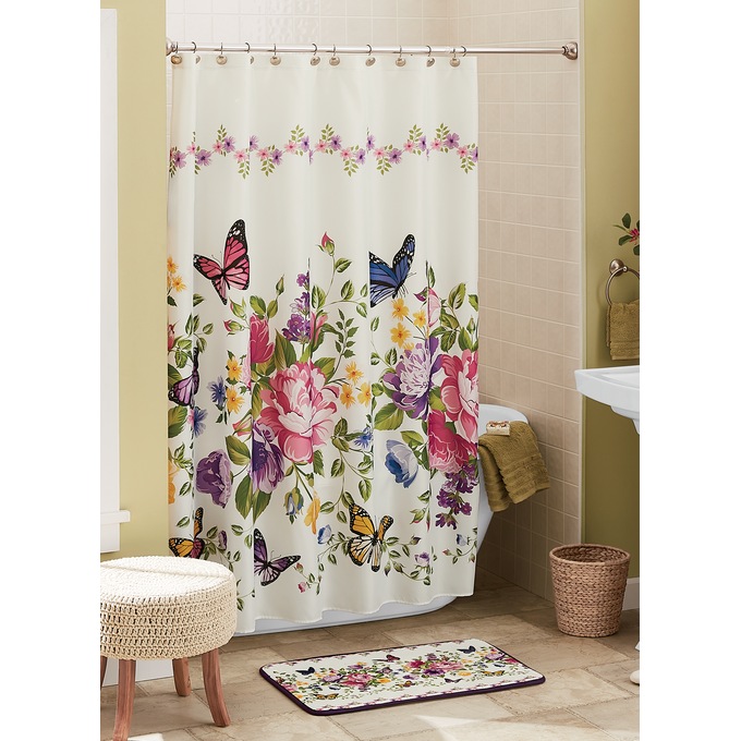 2-Piece Butterfly Floral Bath Set, , large