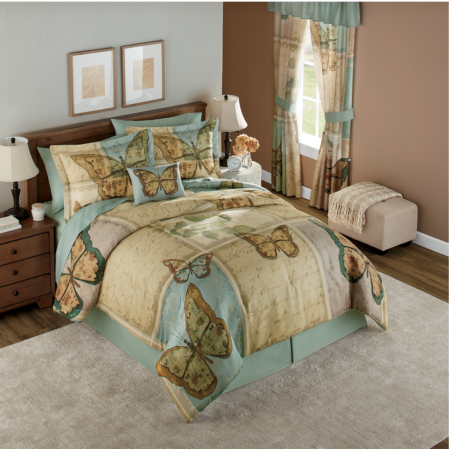 Dempsey Complete Bed Set, Accent Pillow and Window ...