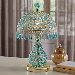 Crystal Table Lamp, Teal, large