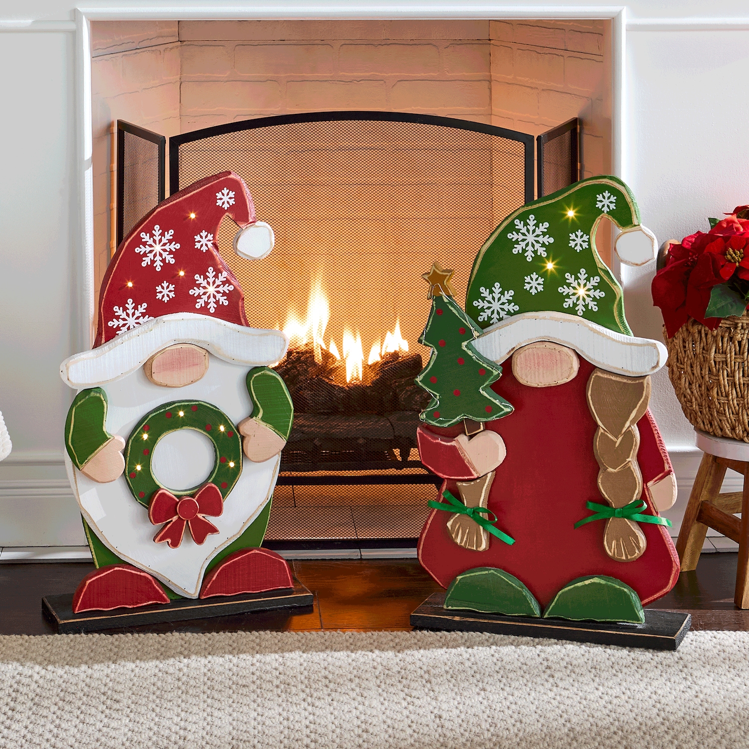 Chunky Wood Lit Christmas Gnome Ginny's