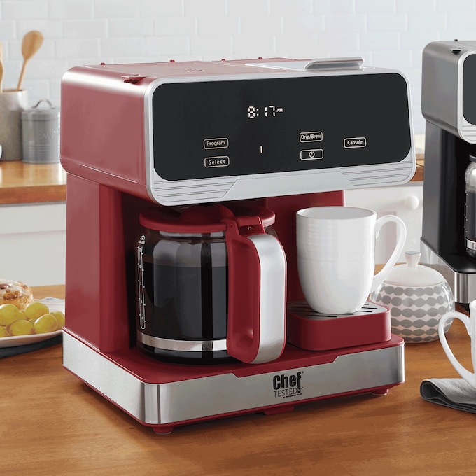 Chef Tested 2-Way Digital Coffee Maker, Red, large