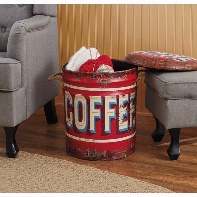 Rustic Coffee Storage Stool, , large