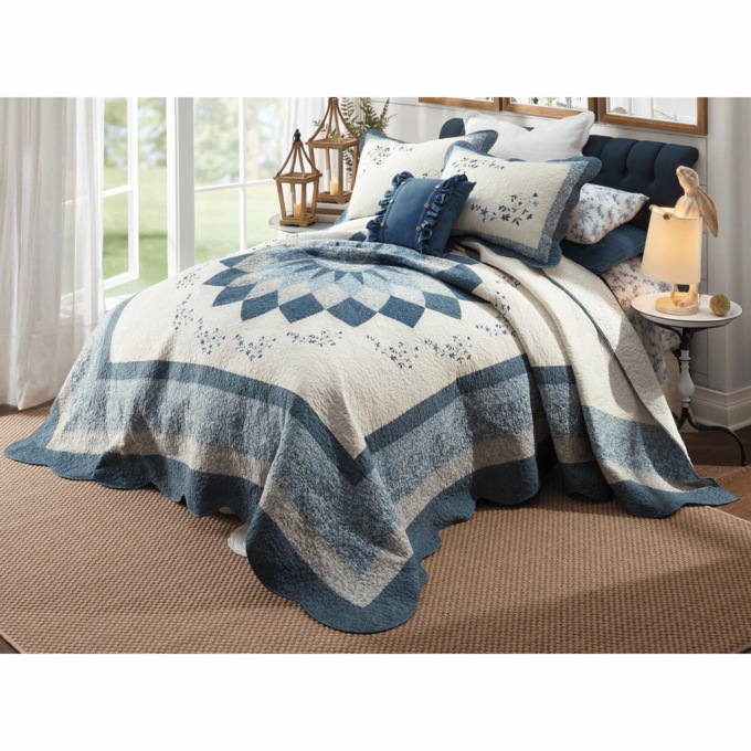 Charlotte Embroidered Floor-Length Quilt, , large