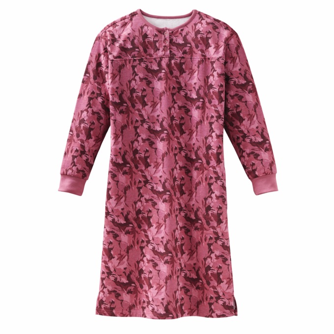 Henley Cotton-Blend Sweatshirt Dress, , large