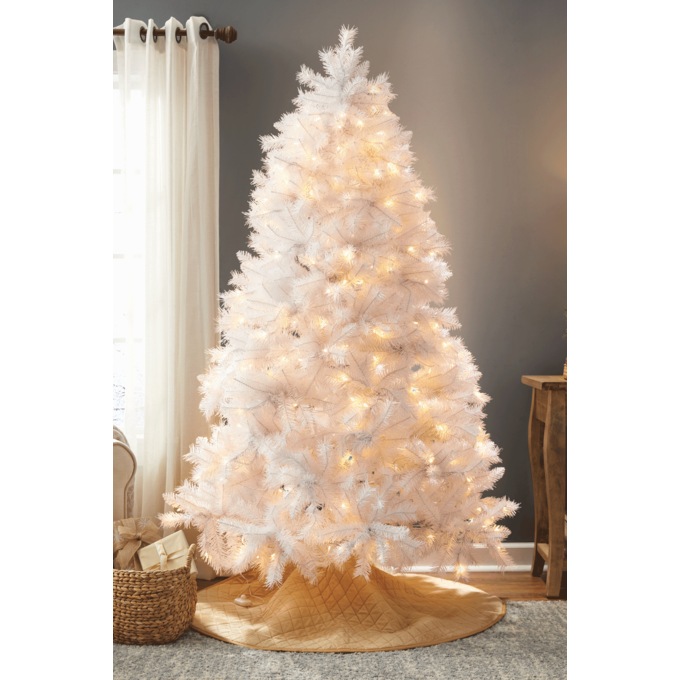 6.5' Pre-Lit White Christmas Tree, White, large