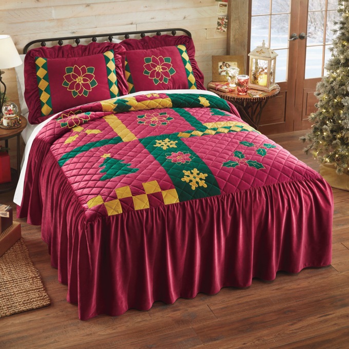 Velvet Patch Holiday Bedspread, , large