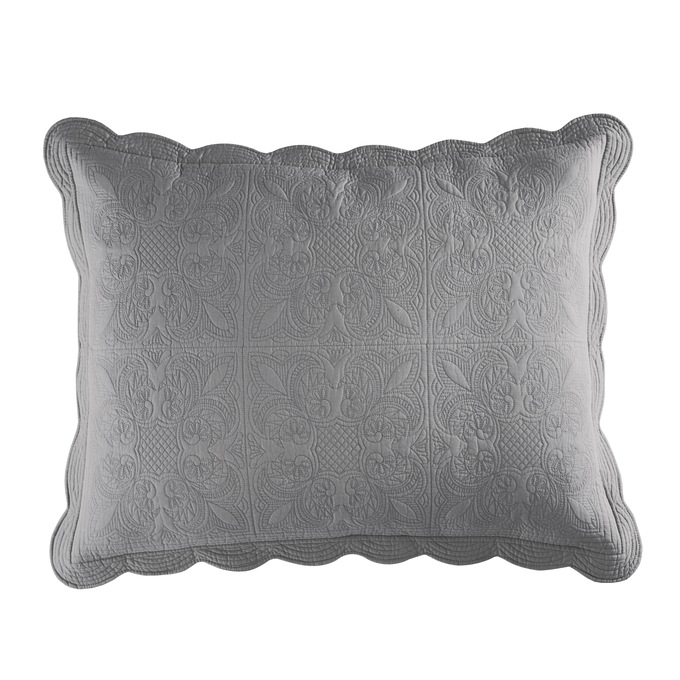 Chateau Cotton Sham with Scalloped Edges, Charcoal, large