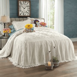Angelica ruffle chenille bedspread clearance and sham