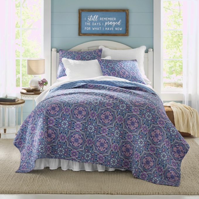 Lavender Florals 3-Piece Quilt Set, , large