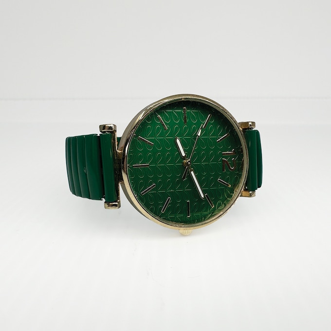 Ladies' Embellished Stretch-Band Colorful Watch, Green, large