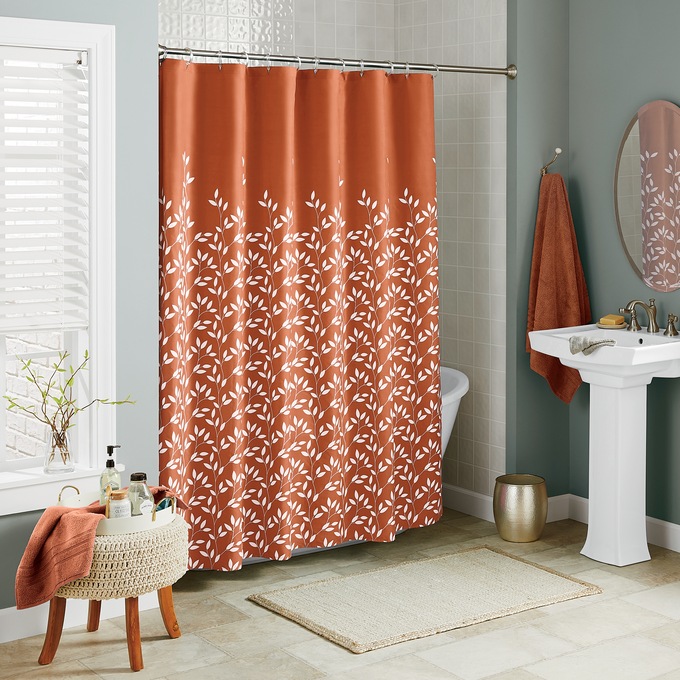 Serene Leaf Shower Curtain, , large