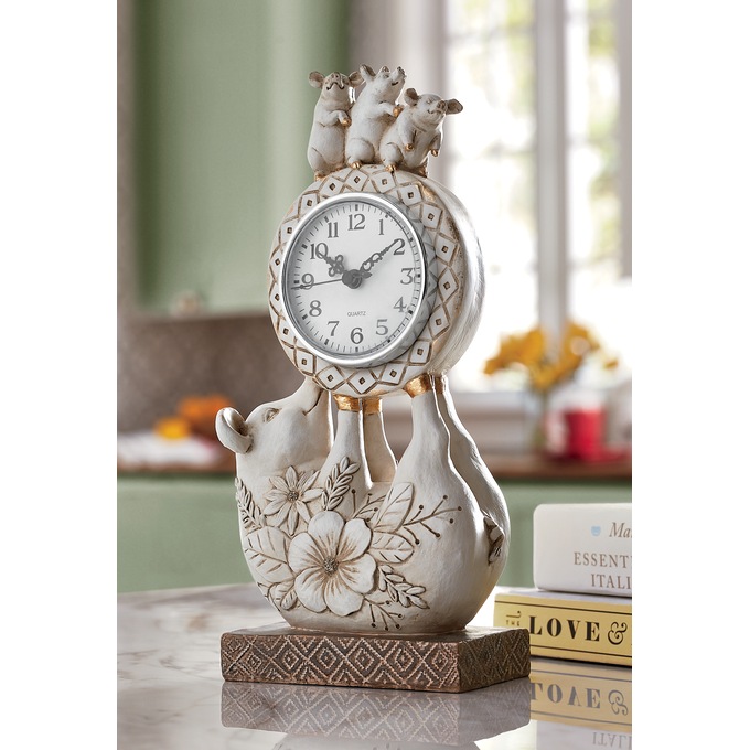 Pig Family Tabletop Clock, , large