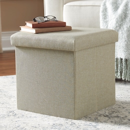 Folding Storage Ottoman, , large